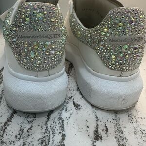 Alexander McQueen Oversized White Sneakers with Crystal Detail Size 38.5